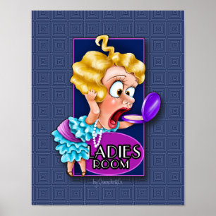Póster Famoso cartel de habitación de Damas. Flapper. Tem