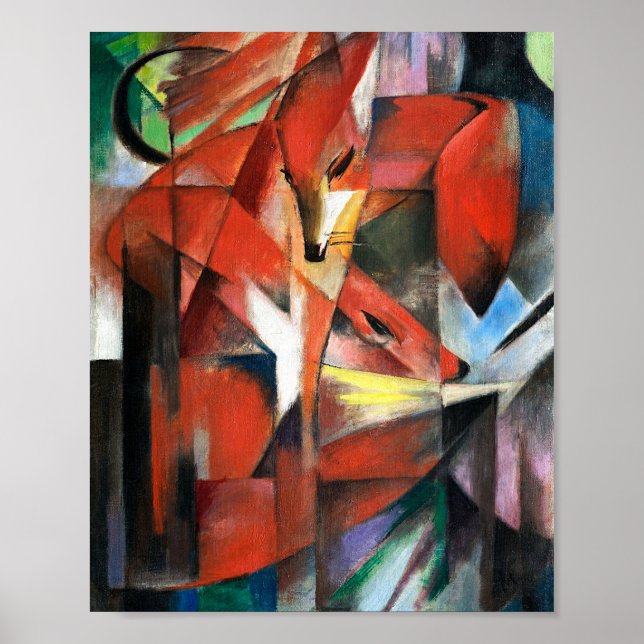 Póster Famoso cuadro de Franz Marc, The Foxes (1913). (Frente)