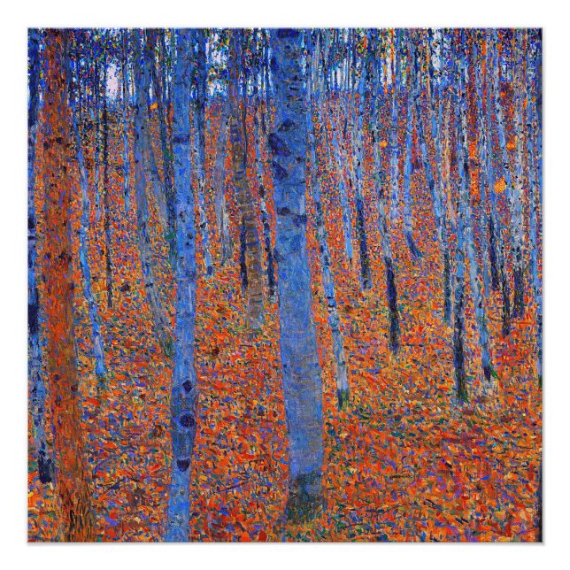 Póster Famoso cuadro de Gustav Klimt's Beech Grove (Anverso)