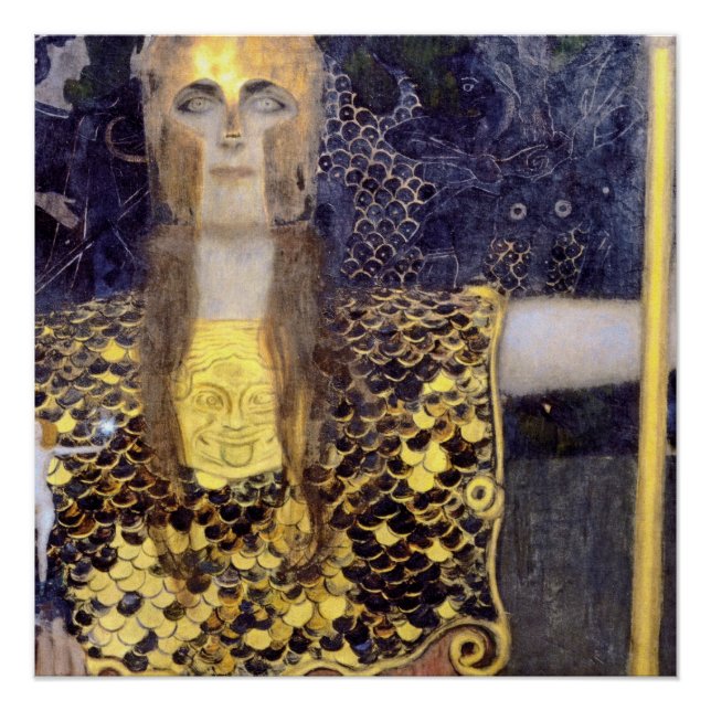 Póster Famoso cuadro de Pallas Athena de Gustav Klimt (Anverso)