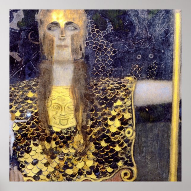 Póster Famoso cuadro de Pallas Athena de Gustav Klimt (Frente)