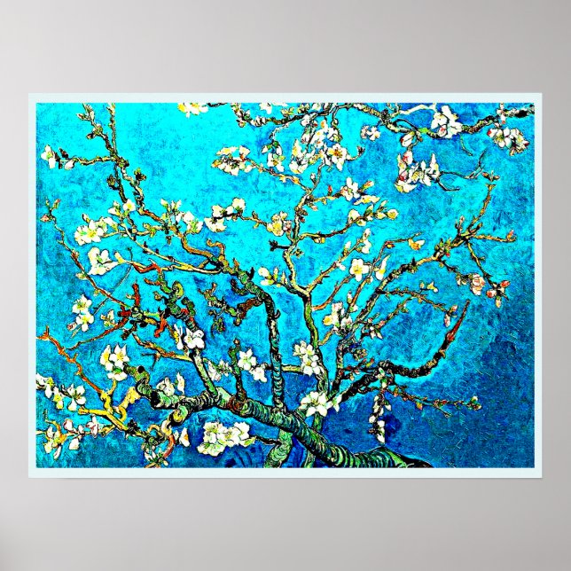 Póster Famoso cuadro de Van Gogh, flores de almendras (Frente)