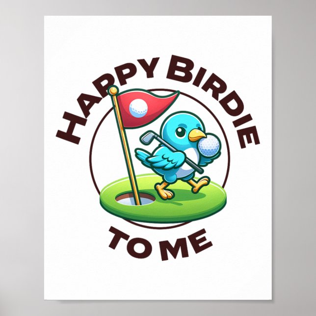 Póster Famoso cumpleaños de golf Happy Birdie Golfer Kids (Frente)