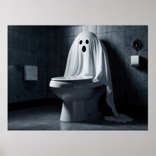 Póster Famoso fantasma de Halloween en el baño