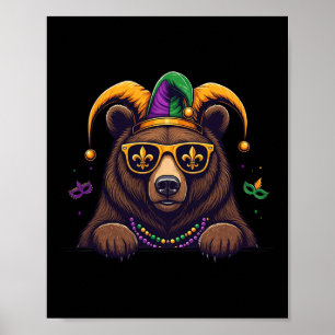Póster Famoso Festival del Oso Mardi Gras Carnaval Mujere