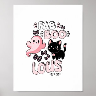 Póster Famoso Gantador Rosa Halloween Spooktacular Cat Fa