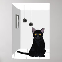 Famoso gato negro con ojos Naranjas