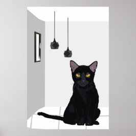Póster Famoso gato negro con ojos Naranjas