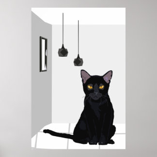 Póster Famoso gato negro con ojos Naranjas