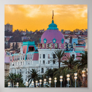 Póster Famoso hotel de lujo Hotel Negresco en Niza Franci