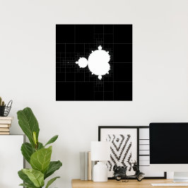 Póster Famoso Mandelbrot blanco sobre Poster negro