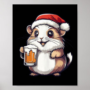 Póster Famoso Navidad Hámster Con Cómic De Cervezas