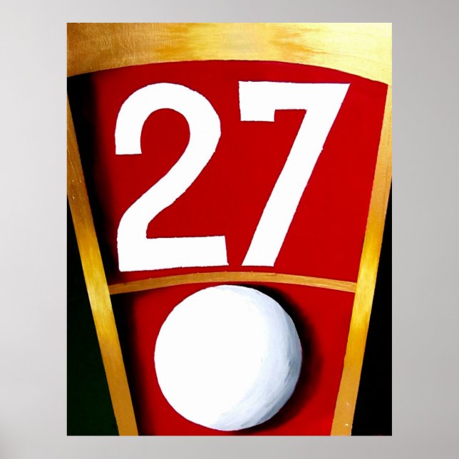PÓSTER FAMOSO NÚMERO DE RULETA 27 ROJO CASINO LAS VEGAS (Frente)