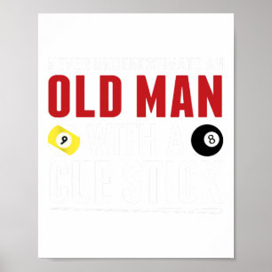 Póster Famoso Pool Billiards Player Old Man With Cumpla