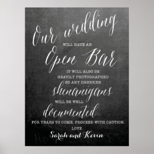 Póster Famoso signo de Boda de barra abierta   Nombres pe