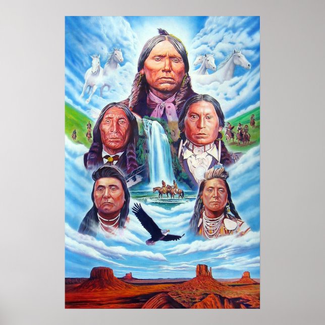Póster Famosos nativos americanos pintando por Serdar Hiz (Frente)