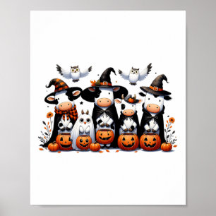 Póster Famosos vacas fantasma Halloween animales lechuzas