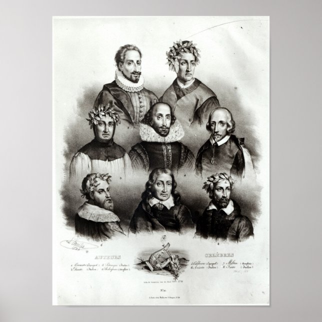 Póster Famous Authors, 1833 (Frente)