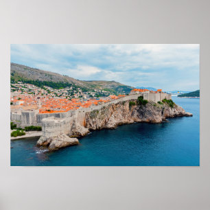 Póster Famous Dubrovnik Old Town roofs & walls - Croatia