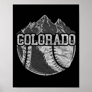 Póster Fanático de Béisbol Colorado Tee Vintage Rocky Mou