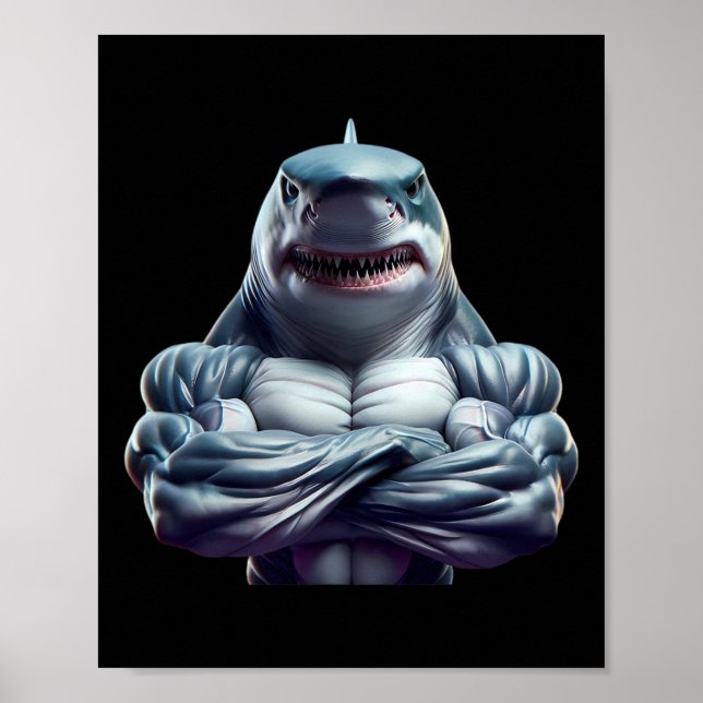 Póster Fanático de la Flexación de Tiburones Lover Bodybu (Frente)