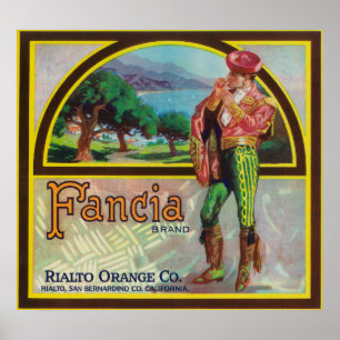 Póster Fancia Brand Citrus Crate Label