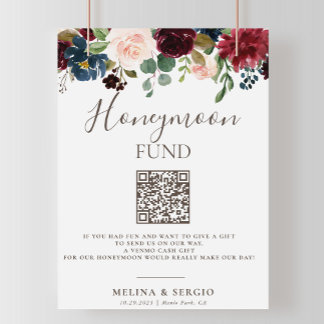 Póster Fancy Classic Flowers Boda Honeymoon Fund