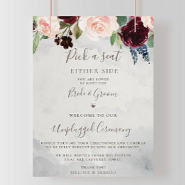 Póster Fancy Classic Rosas Boda desenchufado ceremonia