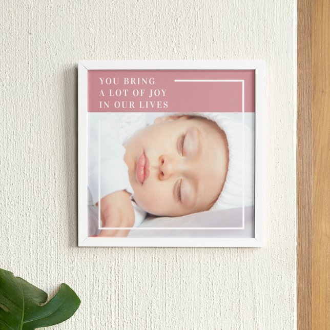 Póster Fancy Cute Baby Photo | Rosa y blanco | Cita (Subido por el creador)