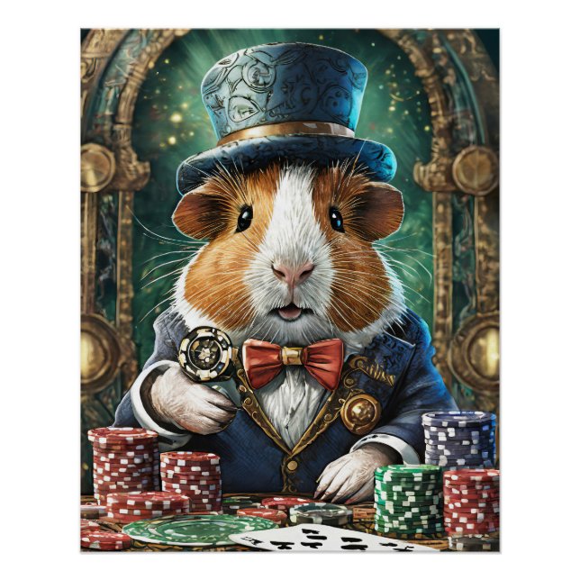 Póster Fancy Pants tiene un Flush, Guinea Pig jugando al  (Anverso)
