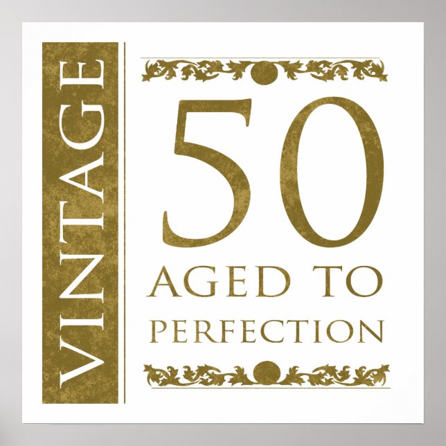 Póster Fancy Vintage 50° cumpleaños (Frente)