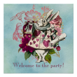 Póster Fancy Wonderland White Rabbit Fiesta