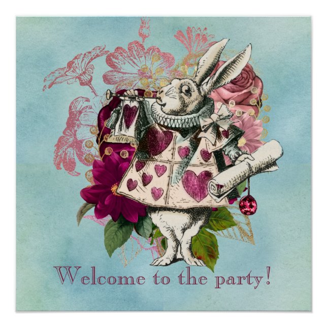 Póster Fancy Wonderland White Rabbit Fiesta (Anverso)
