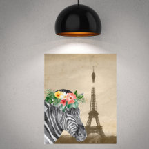Fancy Zebra & Eiffel Tower Poster