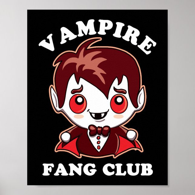 Póster Fang Club | Pun Gracioso Y Vampiro Cute (Frente)