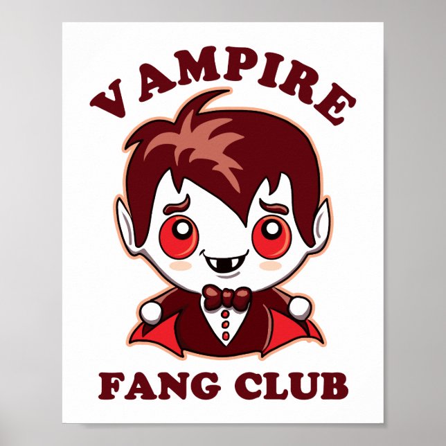 Póster Fang Club | Pun Gracioso Y Vampiro Cute (Frente)