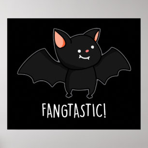 Póster Fangtáltico Gracioso Halloween Black Bat Pun Dark 