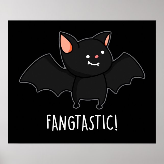 Póster Fangtáltico Gracioso Halloween Black Bat Pun Dark  (Frente)