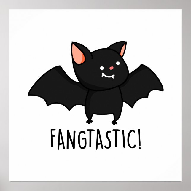 Póster Fangtastic Funny Halloween Black Bat Pun (Frente)