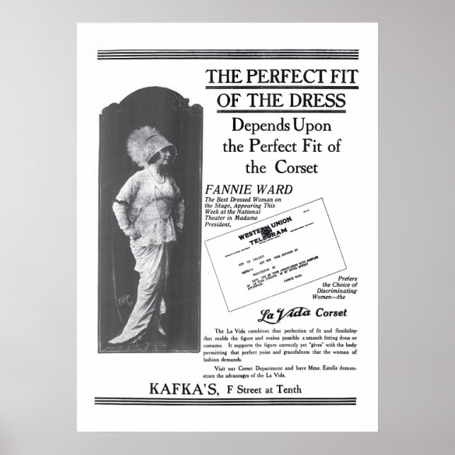 Póster Fannie Ward 1914 poster y ropa de época (Frente)