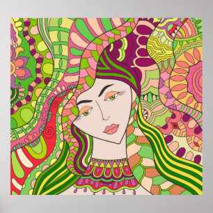 Póster Fantasía: Abstracta gente de primavera.