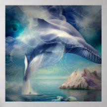 Fantasía Abstracta La Ballena En El Poster Oceánic
