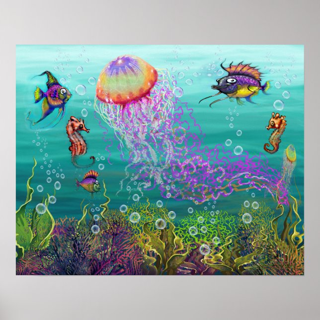 Póster Fantasía acuática con medusas (Frente)