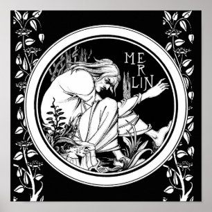 Póster Fantasía Art Nouveau de Merlin