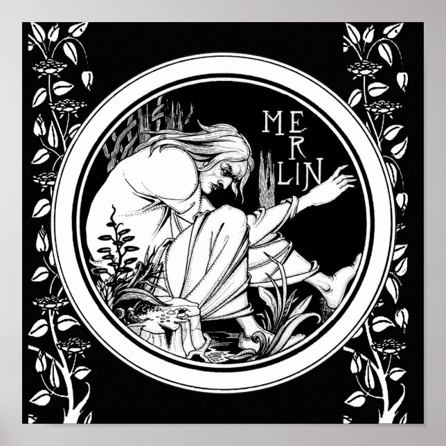 Póster Fantasía Art Nouveau de Merlin (Frente)