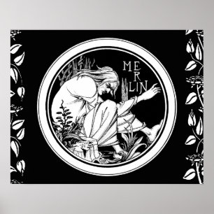 Póster Fantasía Art Nouveau de Merlin