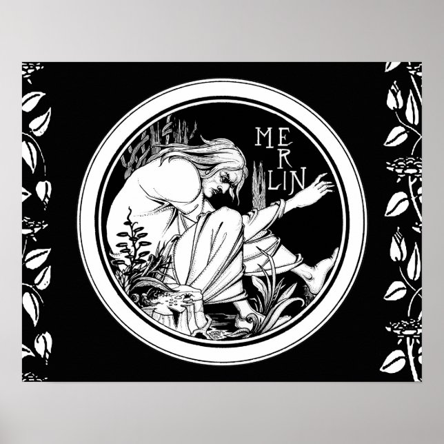 Póster Fantasía Art Nouveau de Merlin (Frente)
