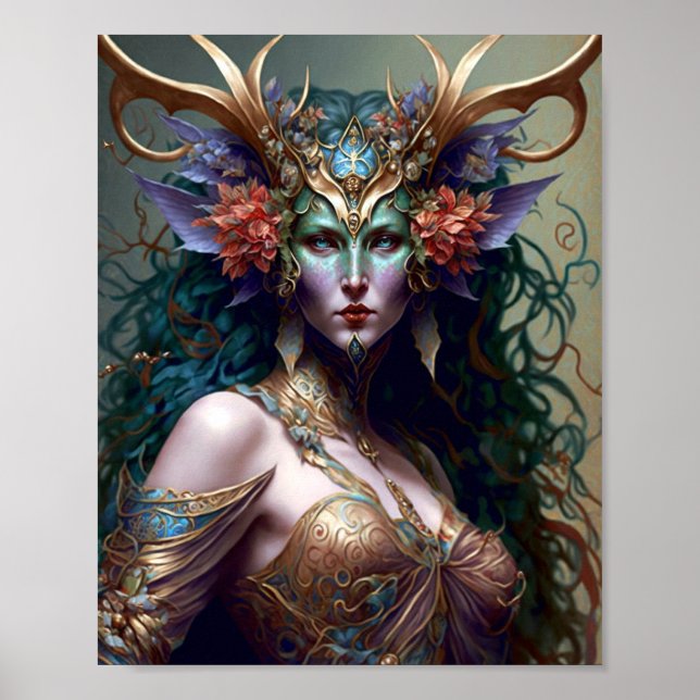 Póster Fantasía artística de la diosa de Woodland (Frente)