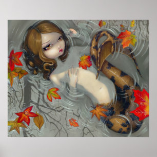 Póster Fantasía artística de la sirena de otoño
