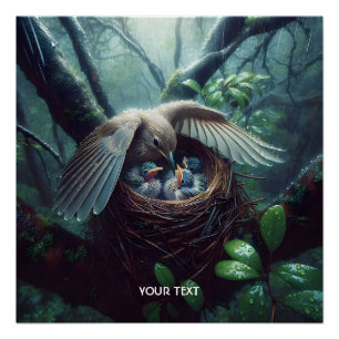 Póster Fantasía Ave Ave Lluvia